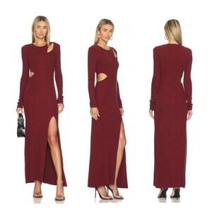 Intermix The Range‎ Carved High Slit Rust Red Maxi Dress Bodycon Sz XS $295 NWT
